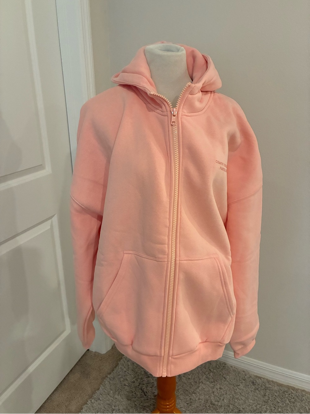 Comfrt Pastel Edit Pink Full Zip Hoodie Size Medium Oversized